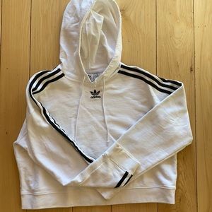 Adidas white black striped hoodie